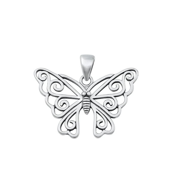 Sterling Silver High Polished Butterfly Pendant Joy & Rebirth Charm .925 New Jewelry Female Unisex