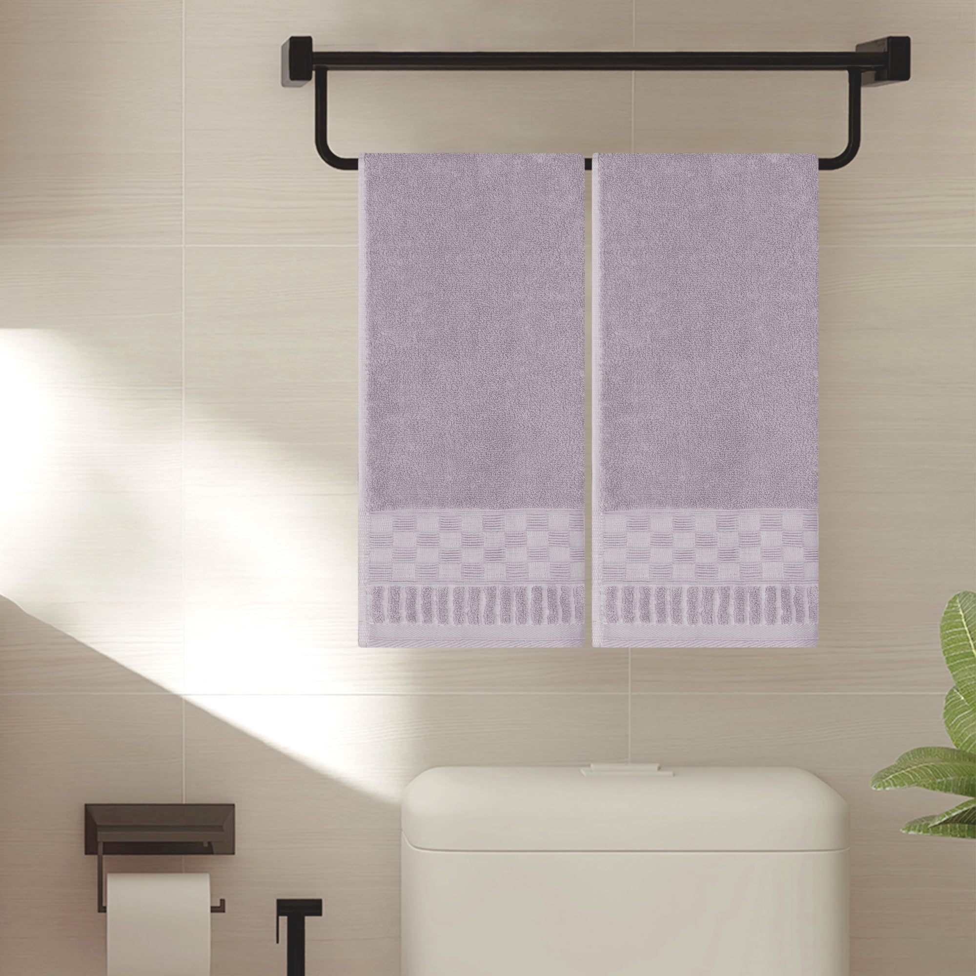 Unique Bargains 4 Pcs Solid Hand Towel 14" x 30" Purple/Navy Blue