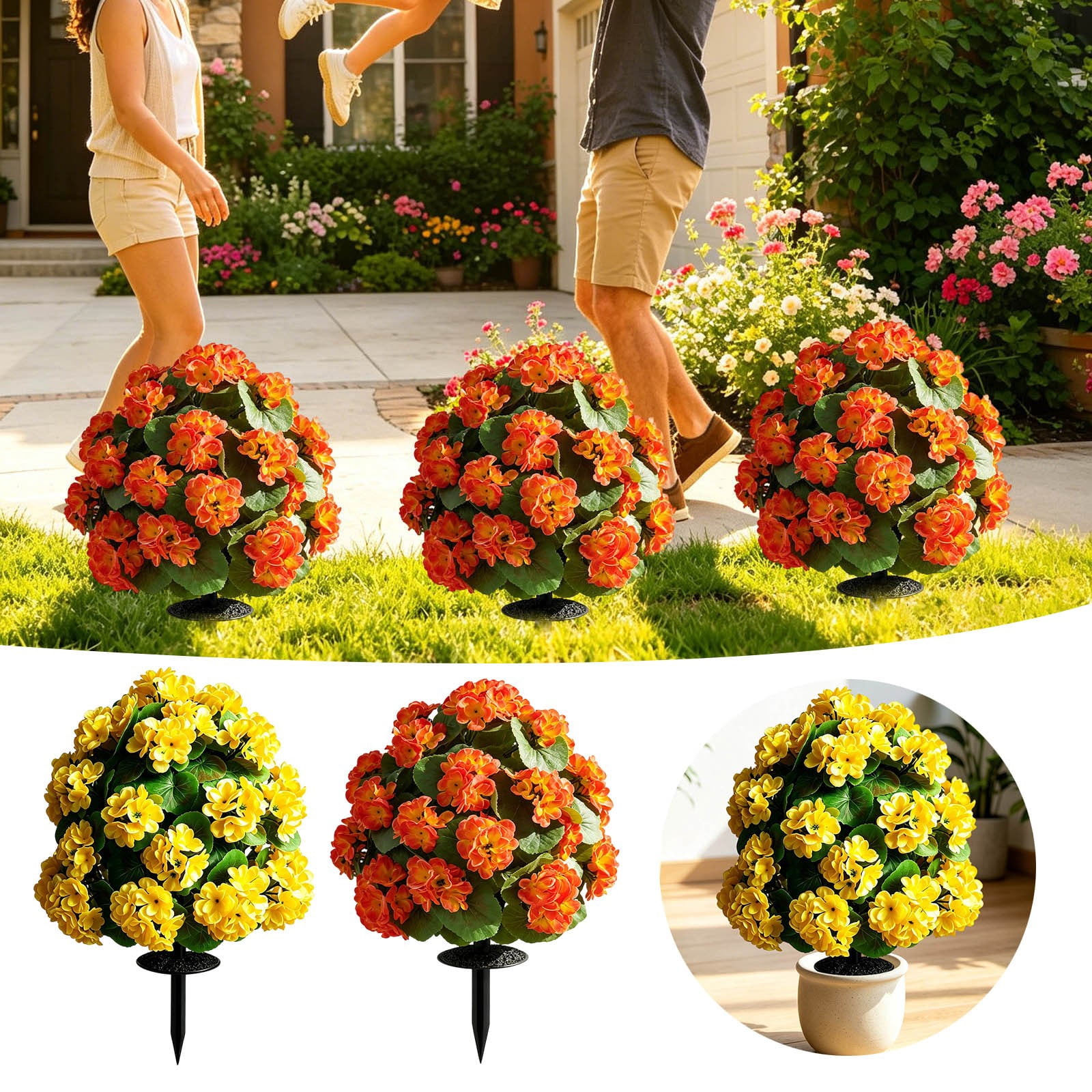 Geranium With Ground Realistic For Outdoor Garden Yard Porch And Patio Wedding Tent Decorations Floral Foam for Flowers Flower Arrangements Wedding Decorations Flowers for Roses Flowers 1 Winter