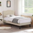 thumbnail image 2 of Javlergo Upholstered Platform Bed Frame with Adjustable Headboard, No Box Spring Needed Beige Twin, 2 of 5