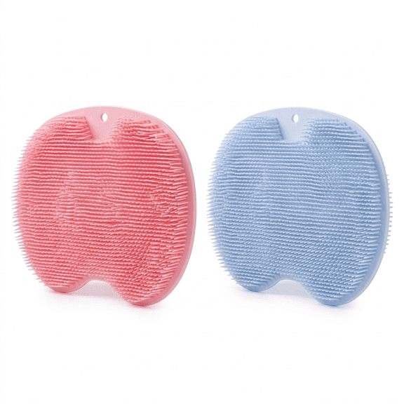 ROSEXIXI 2 Pack Shower Foot Scrubber Mat, Silicone Bath Mat with Suction Cups, Non-Slip Wall Mounted Back Scrubber, Body Exfoliating Pad for Foot Massage, Blue Pink