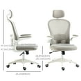 thumbnail image 2 of Vinsetto Office Chair, Mesh Computer Desk Chair with Adjustable Headrest, 4D Lumbar Support, Flip-up Arm, Grey, 2 of 7