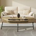 thumbnail image 3 of Emorefun 47.2" Coffee Table with Storage, Oval Center Table for Living Room, Golden Willow, 3 of 7