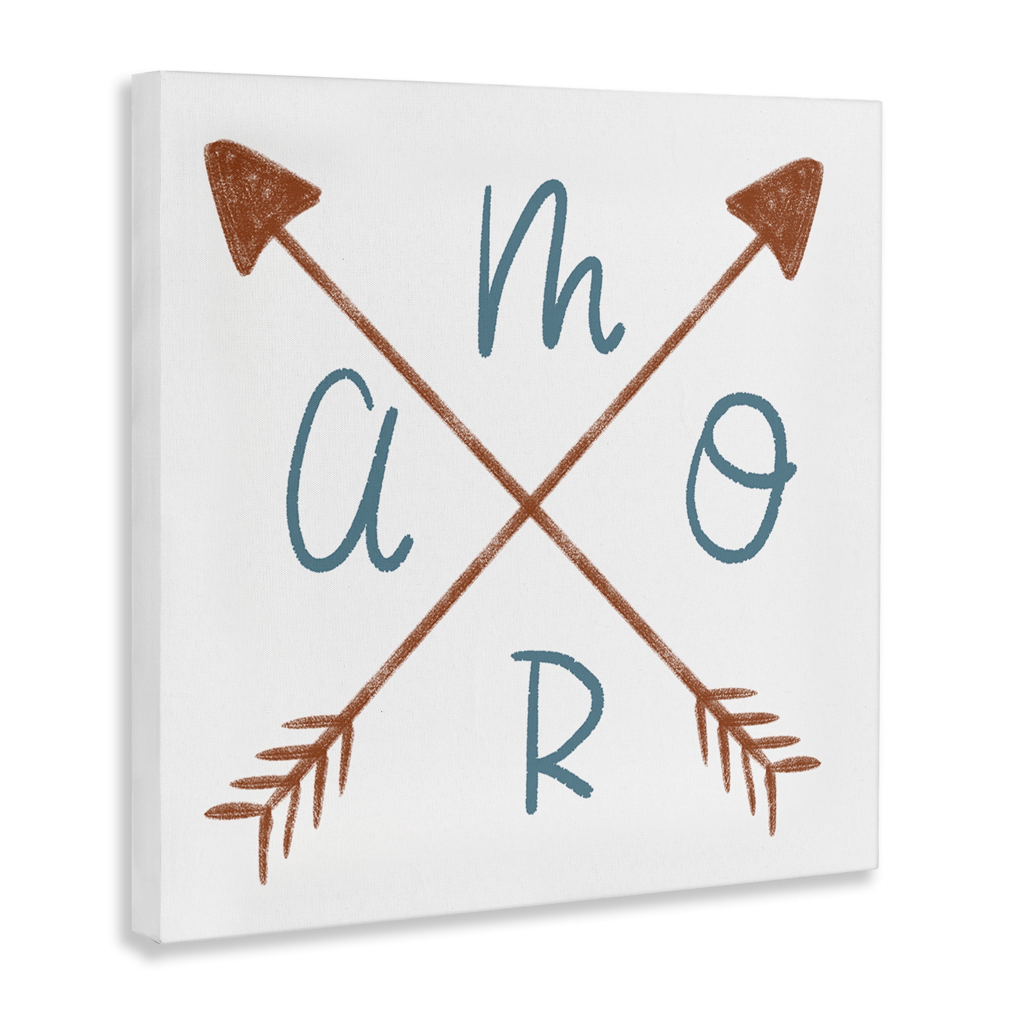 Stupell Industries Amor con Flechas Cruzadas Typography and Symbols Painting Wrapped Canvas Art Print Wall Art, 24 x 24
