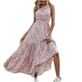thumbnail image 1 of Vestido hasta el tobillo con estampado de espalda descubierta sin mangas suelto de un hombro bohemio a la moda para mujer Fridja  hjkh4352, 1 of 7