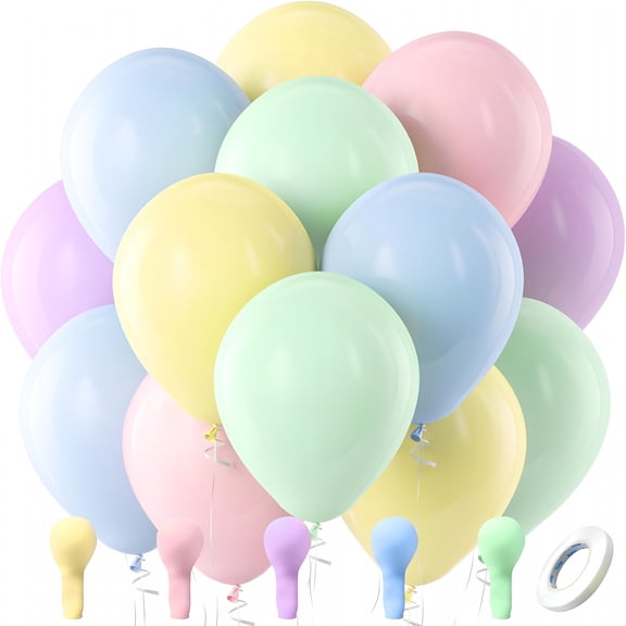 BESTSKY Pastel Balloons Latex Party Balloons,100 Pack 12 inch Round Helium Multicolor Balloons for Easter Birthday Rainbow Party Bridal Shower Wedding Decorations
