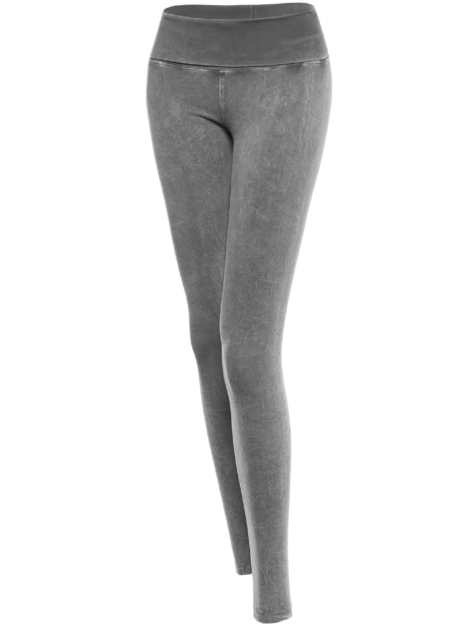 FashionOutfit Women's Acid Wash Fold Over Leggings