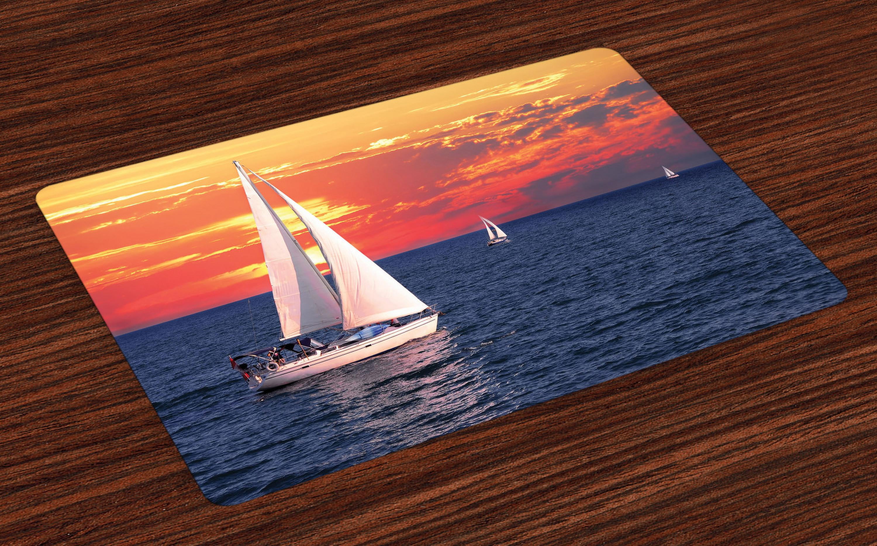 Sailboat Placemats Set of 4 Sailboat Sailing on a Calm Evening Setting