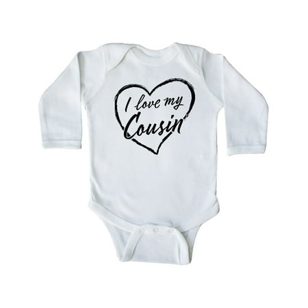 

Inktastic I Love My Cousin in Black Chalk Heart Gift Baby Boy or Baby Girl Long Sleeve Bodysuit