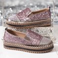 thumbnail image 4 of Women's Fashion Rhinestone Slip On Sneakers Comfortable Non Slip Walking Shoes Glitter Platform Loafers Pink Size 9.5, 4 of 6