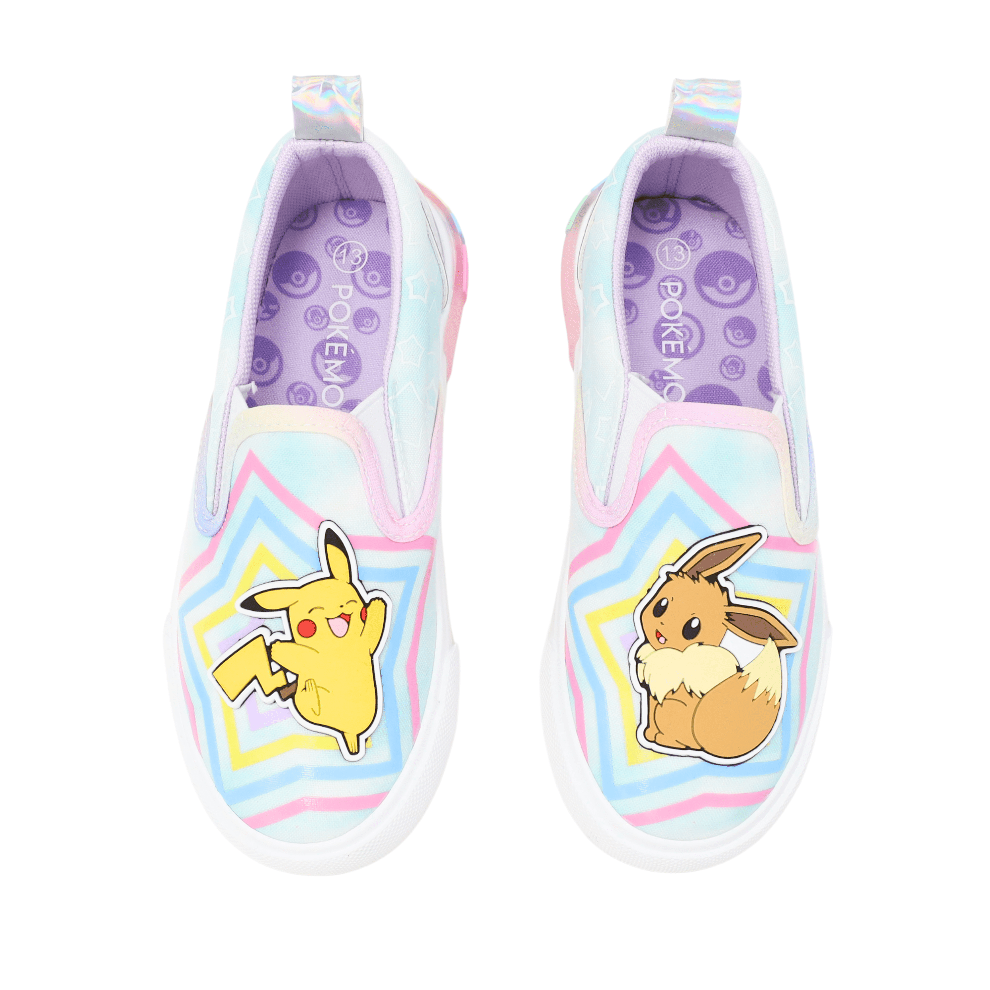 Pokemon Little Girl & Big Girl Eevee & Pikachu Slip-On Sneakers
