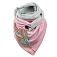 thumbnail image 1 of Women Feather Print Cotton Winter Warm Button Up Scarf, 1 of 3