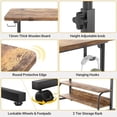thumbnail image 5 of Height Adjustable Standing Desk with Power Outlets - Manual Rolling Stand Up Desk with Wheels Small Portable Computer Desk Mobile Laptop Table with Storage Shelves for Home Office, Rustic, 5 of 7