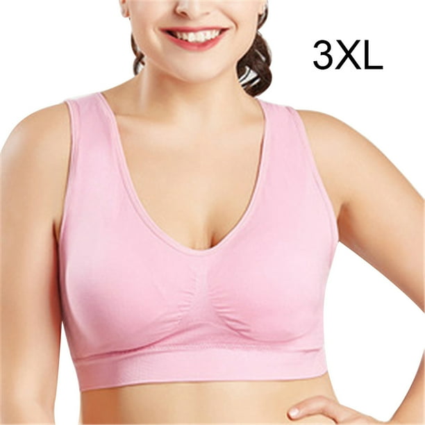 Sujetador sin costuras Wireless Hacer subir Lingerie Plus Size Yoga Sport Underwear, Rosa, 3XL kenally AP002554-21