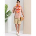 thumbnail image 3 of Lars Amadeus Camisa a rayas de verano para hombre, manga corta, casual, con botones, camisas de playa blanco y amarillo S, 3 of 6