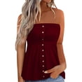thumbnail image 1 of Gibobby Top cruzado informal de verano para mujer, decoración de botones de Color sólido, Top cruzado de Color sólido(Vino,XG), 1 of 4