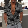 thumbnail image 2 of Honeeladyy Mens Hawaiian Shirts Summer Short Sleeve Button Down Printed Loose Shirts for Beach Party Birthday Gift for Son Gray XXL, 2 of 5