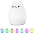 thumbnail image 1 of Portable Cute Silicone Led Night Lamp, Usb Rechargeable Children Night Light With Warm White & 7-color Breathing Modes, 1 of 4