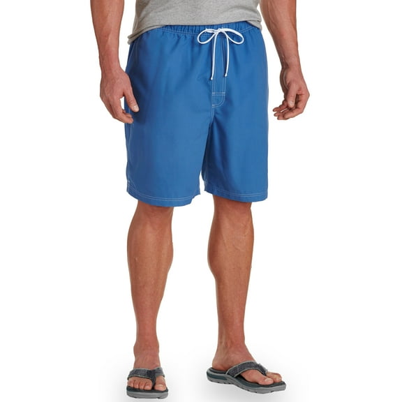 Harbor Bay by DXL Big and Tall Men's Solid Microfiber Swim Trunks, Blue, 1X