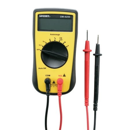 Sperry Instruments DM6250 Digital Multimeter, 7 Function, 19 Auto Range includes AC/DC Voltage, Resistance, Continuity, Diode, Battery, Temp Probe