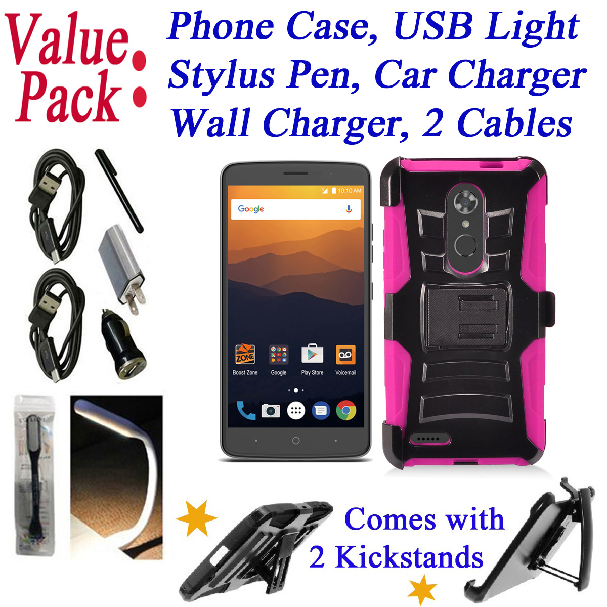 ~Value Pack~ for 6" ZTE MAX XL maxXL Case Phone Case Belt Clip Holster