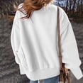 thumbnail image 5 of Women's Plush Casual Loose Solid Color Pullover Round Neck Long Sleeve Sweater Hem Side Slits Sweatshirt, 5 of 8
