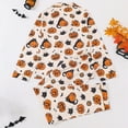 thumbnail image 5 of Womens Halloween Pajamas Full Cat Pumpkin Printed Long Sleeve Pocket Button Down Lapel Shirts Loose Casual Pants 2 Pc Soft Fall Winter Sleepwear Comfort Womens Loungewear Set White S, 5 of 8