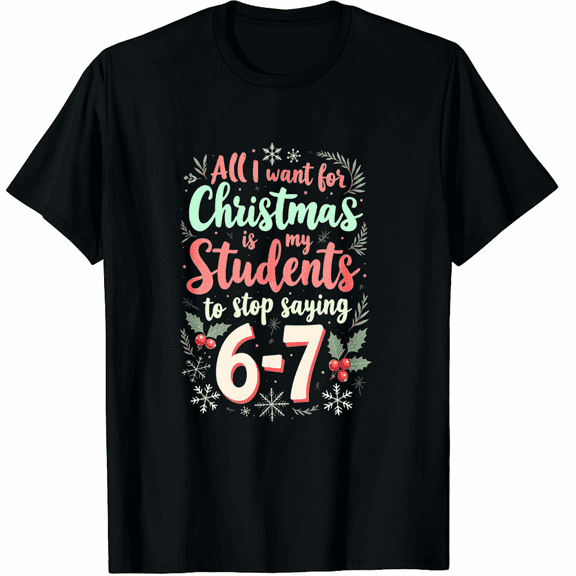 Students Saying 6-7 67 Six Seven Funny Teacher Christmas T-Shirt (Men's, Women's)