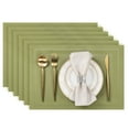 thumbnail image 6 of Vaukki PVC Placemats Set of 6 Heavy Duty Heat Resistant Washable Table Mats for Dining Table, Green, 6 of 8
