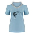 thumbnail image 2 of Gibobby Camiseta Powerblend con Cuello en V Camiseta suelta informal con cuello en V para mujer, blusa manga corta con estampado(Azul claro,M), 2 of 5