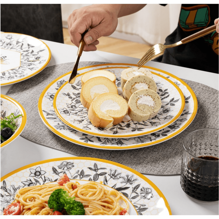 Honeycomb Bee Sweet 12-Piece Melamine Dinnerware Set,Melamine