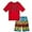 Red Palm Tree, variant on Big Chill Boys Rash Guard Swim Set - Short Sleeve Rash Guard Swim Shirt & Swim Trunks (6-14)