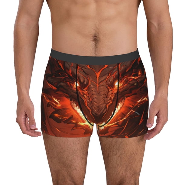 Balery Magma Fire Black Dragon Calzoncillos bóxer para hombre, ropa interior de algodón suave y transpirable con cinturilla de nailon-Small