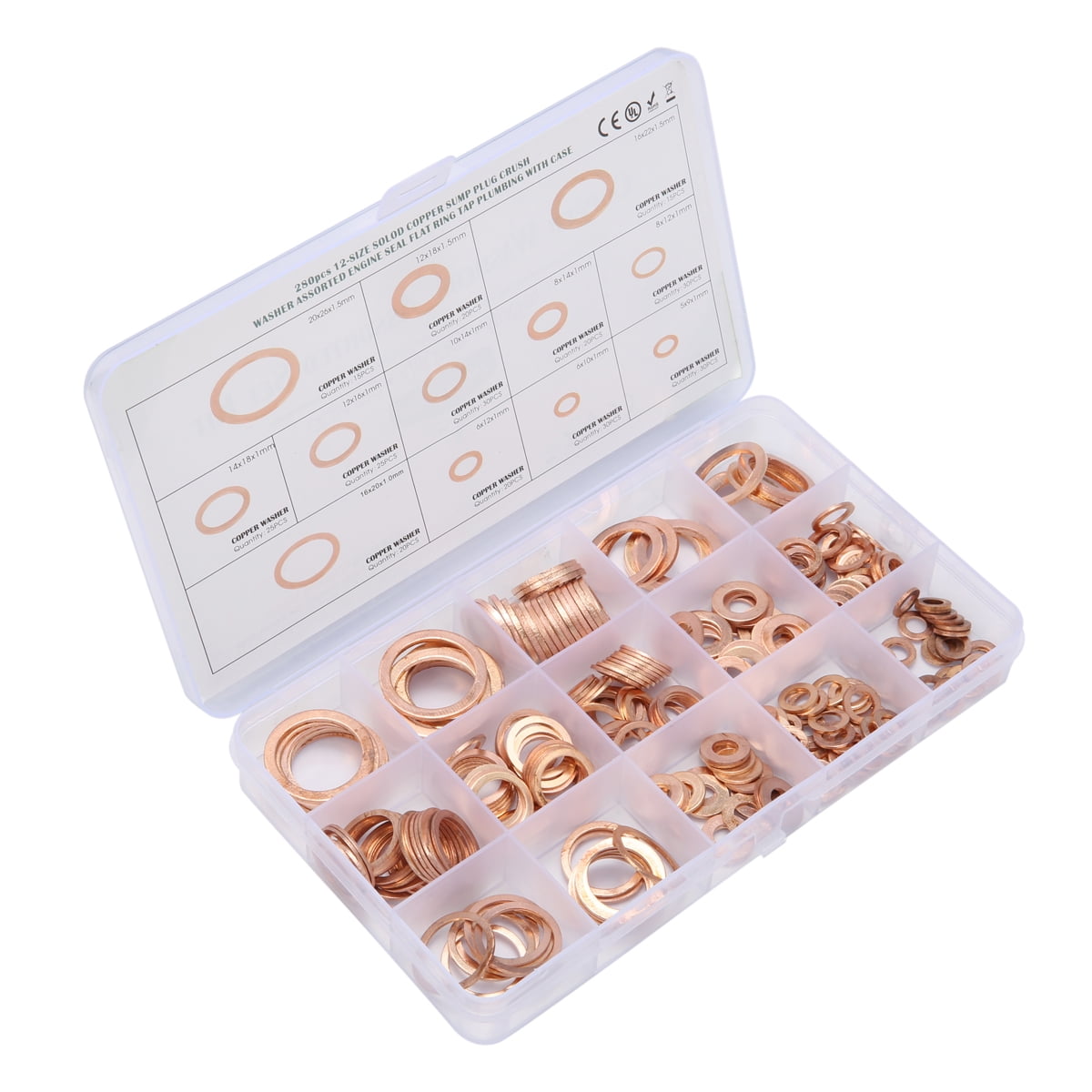 280 Pcs Flat Ring Copper Washer Assortment Flat Washers Kit 12 Size Types Walmart Canada