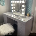 thumbnail image 4 of Impressions Vanity Slaystation Plus 2.0 Desk with Drawers for Makeup Station, Tabletop Vanity Mirror Desks with Crystal Lux Knobs (Bright White), 4 of 4