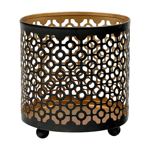 Hosley Set of 8, Metal Jar Candle Sleeves/Holders - Your Choice of Colors and Designs (Black - Geometric)
