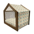 thumbnail image 2 of Retro Pet House, Vintage Pale Toned Circular Shapes Victorian Design Inspired Antique Illustration, Outdoor & Indoor Portable Dog Kennel with Pillow and Cover, 5 Sizes, Multicolor, by Ambesonne, 2 of 5