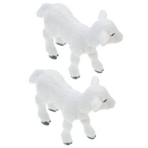 Minkissy Lamb Figurine Set of 2 White Plastic Decorative Animal Ornaments for Home and Office