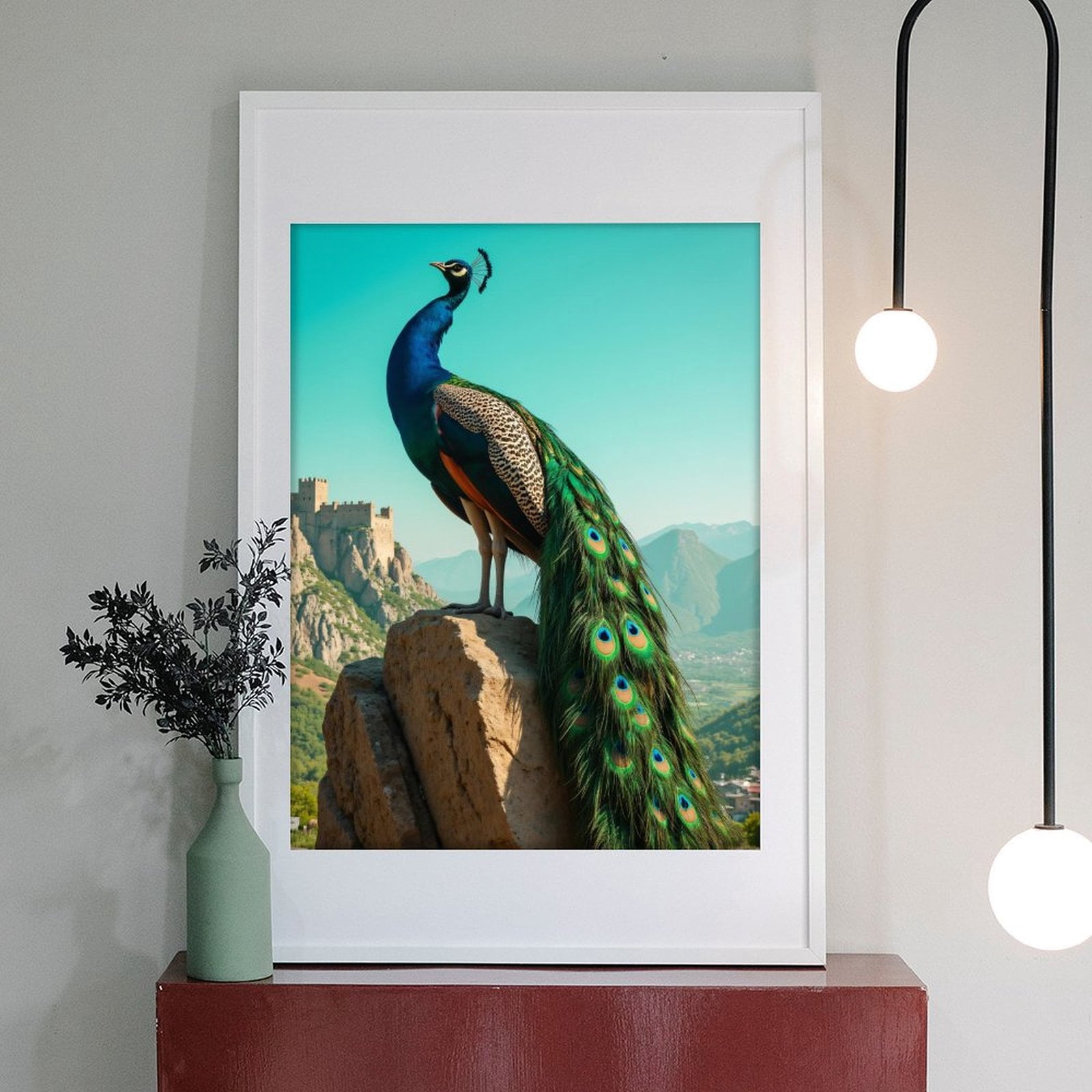Diamond Art Kit for Adults, Peacock Castle Rock Scenic View Diamond Painting for Adults Beginners, 5D DIY Diamond Art Painting Kits, Colorful Diamond Painting Craft for Home Decor 12x16