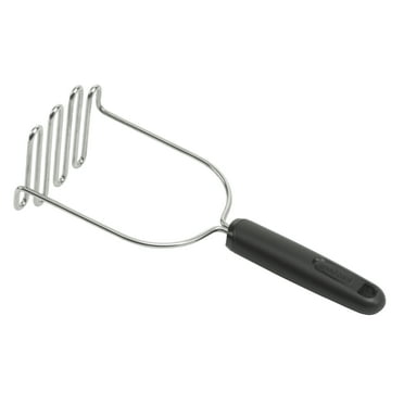 Stainless Steel Potato Masher and Meat Chopper Tool 9.5", Silver/Black, GoodCook