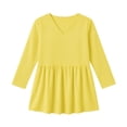 thumbnail image 7 of Qgtaibl Womens Plaid Babydoll Blouse Casual V Neck 3/4 Length Sleeve Cotton Shirts Loose Fit Flowy Pleated Tunic Tops Yellow XXL, 7 of 7