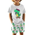 thumbnail image 2 of Bainana Little Boys Summer Outfit Set Cartoon Dinosaur Print Short Sleeve Crew Neck Tops And Shorts Set Breathable Fashion Teen Boys Holiday School Play Casual Wear Size 5-6 Years, 2 of 3