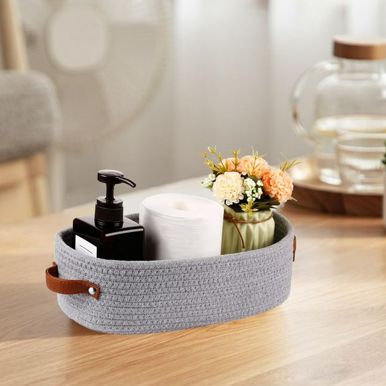 Woven Storage Basket for Bathroom Countertop | Cotton Decorative