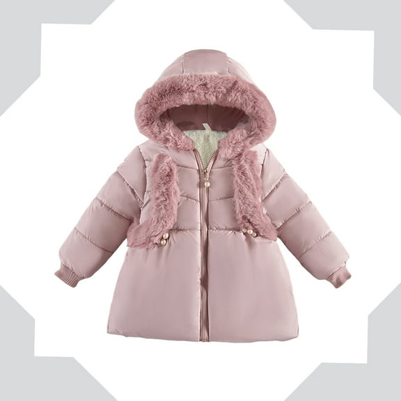 Kids Winter Coat,Baby Girls Puffer Coat With Mid-length Hoods Zipper Up Down Coats For Baby Kids Baby Jacket Newborn Baby Clothes