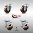 thumbnail image 2 of 3 Inch SS High Temp Phenolic Swivel Top Plate Caster Set with 2 Brakes SCC, 2 of 2