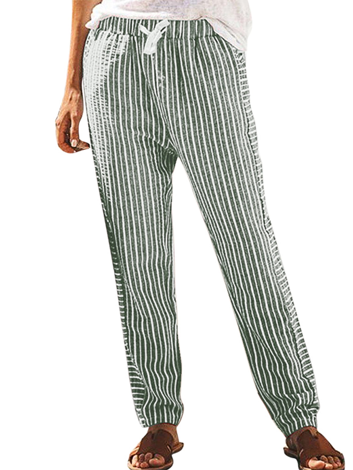 striped drawstring pants