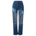 thumbnail image 2 of Gibobby Jeans dama cintura alta Pantalones vaqueros de pierna ancha para mujer, pantalones holgados con parte inferior de campana y cintura elástica de cintura alta(Azul oscuro,M), 2 of 5
