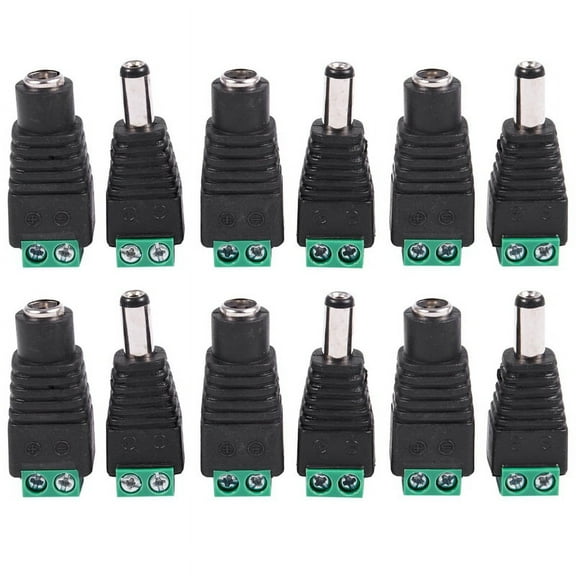 12 Pcs 5.5X2.1mm Female   Male CCTV DC Power Connector Adapter Repar Part