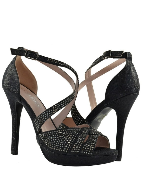 Black Glitter Spool Heels main image 1
