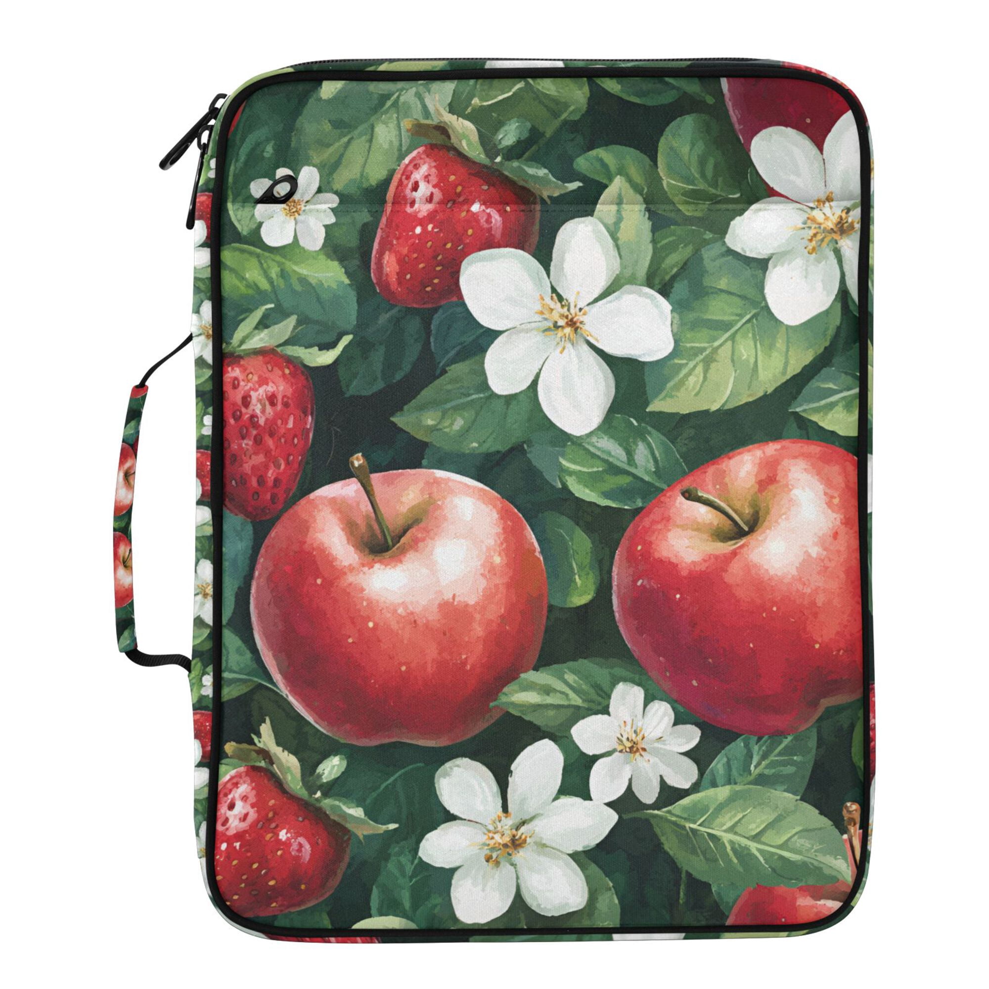 FORMRS Accordion File Folder A4 Size 7-Pocket Expanding Document Organizer Bag with 3 Ring Binder, Red Apple Pattern